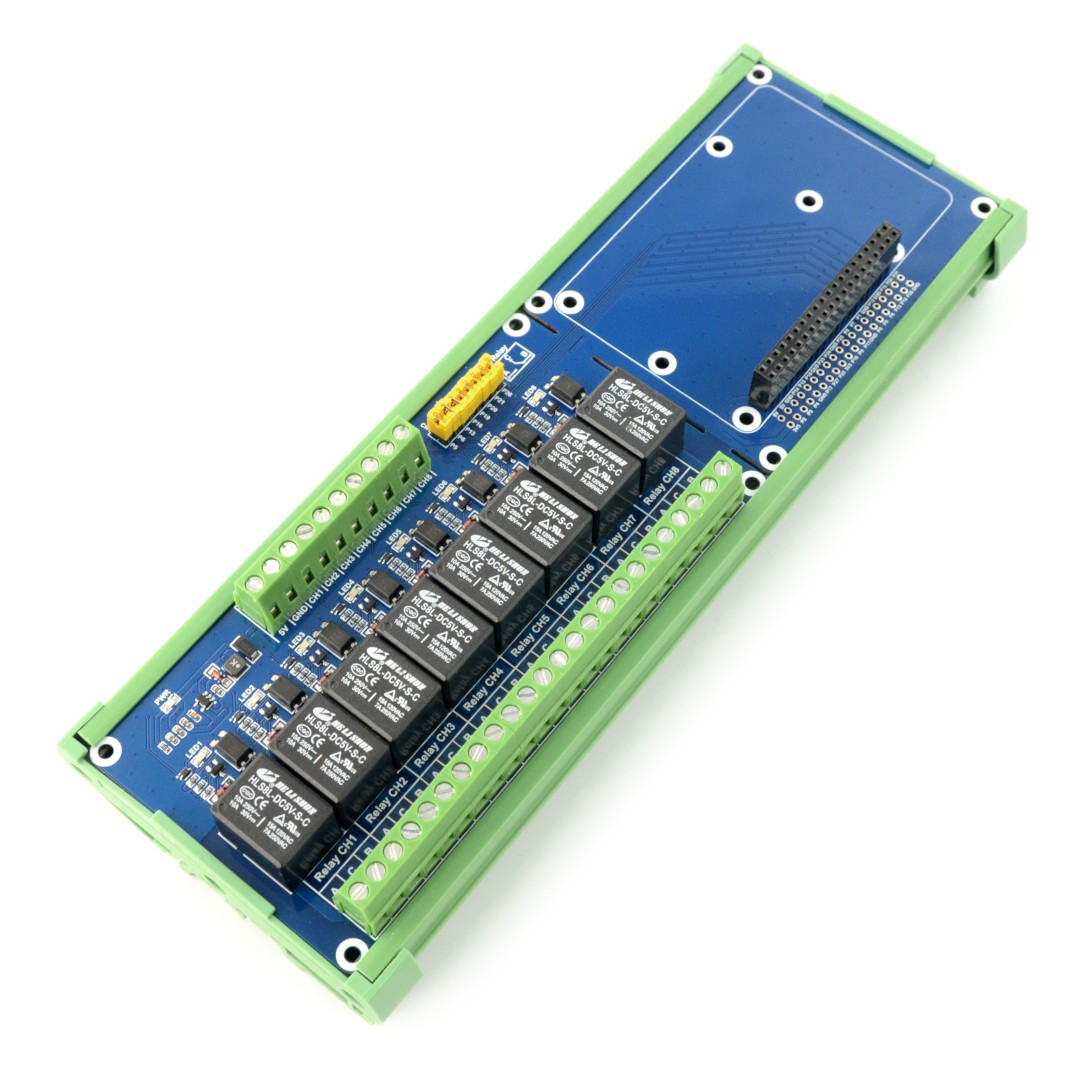 Relay Hat dla Raspberry Pi - 8 przekaźników z optoizolacją - styki 5A/250VAC/30VDC - cewka 5V - Waveshare 15423